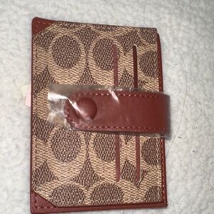 Brown Signature Logo Card Holder with Tab